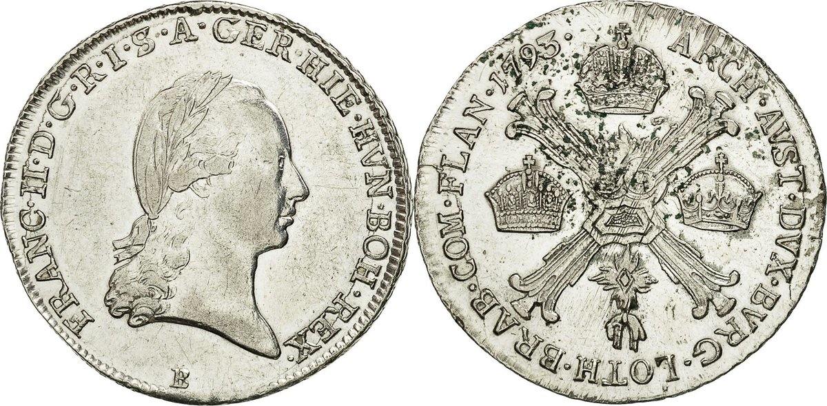 AUSTRIAN NETHERLANDS 1/4 Kronenthaler 1793 B Münze, Franz II, Kremnitz ...