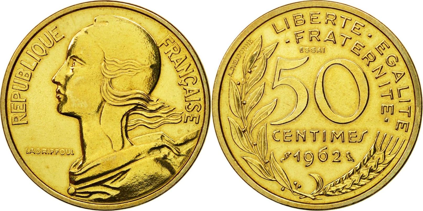 Frankreich 50 Centimes 1962 Paris Münze, Marianne, Paris, ESSAI, UNZ+