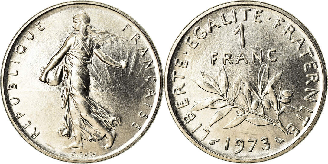 Frankreich Franc 1973 Paris Münze, Semeuse, Paris, FDC, STGL, Nickel