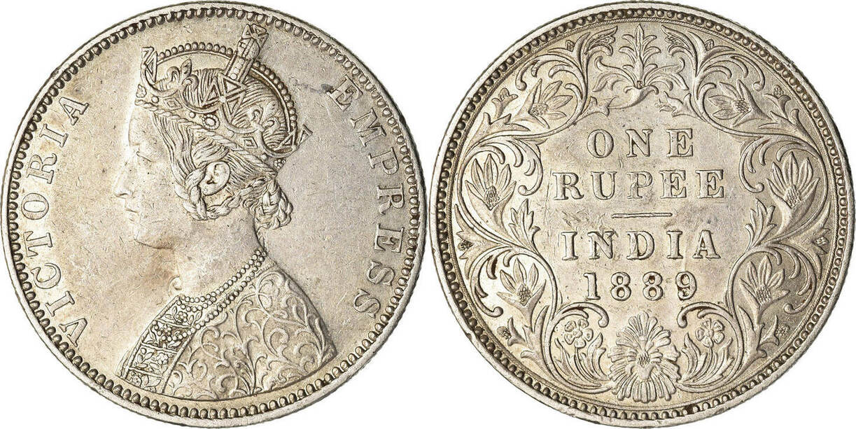 INDIA-BRITISH Rupee 1889 B Münze, Victoria, SS+, Silber, KM:492 | MA-Shops