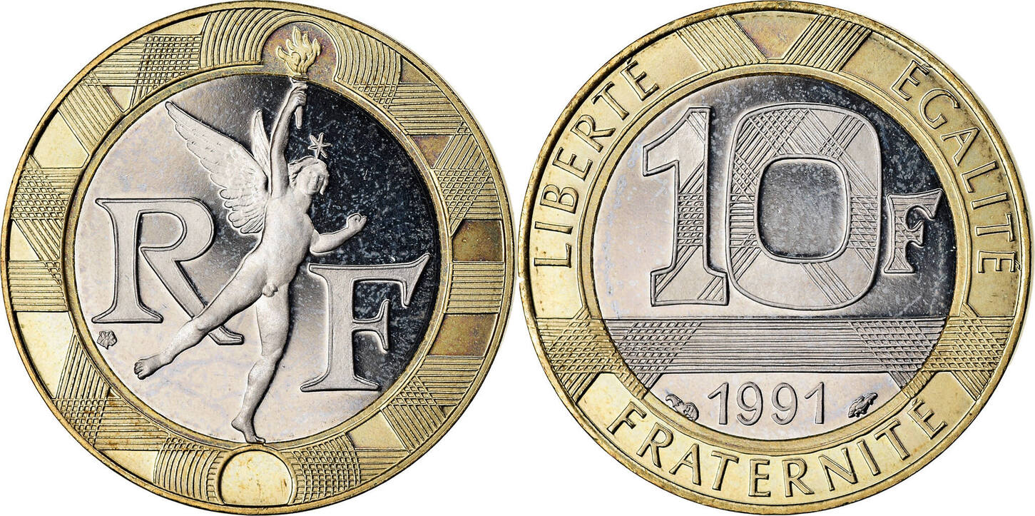 Frankreich 10 Francs 1991 Paris Münze, Génie, Paris, Proof, UNZ+