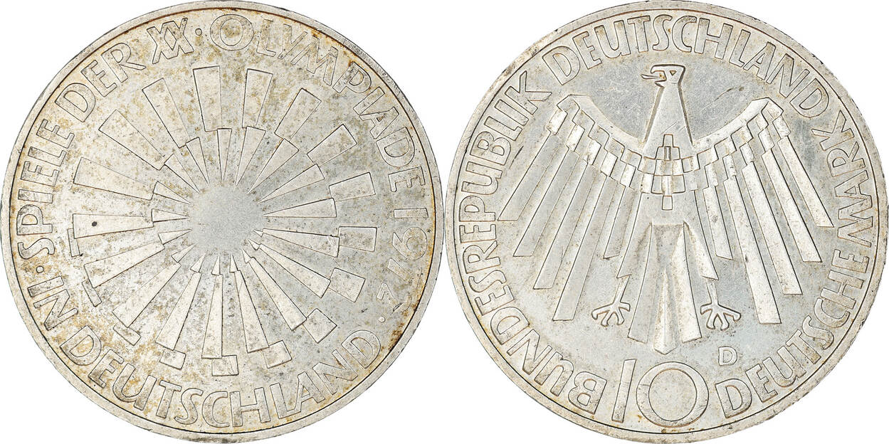 Bundesrepublik Deutschland 10 Mark 1972 D Münze, Munich, VZ, Silber, KM