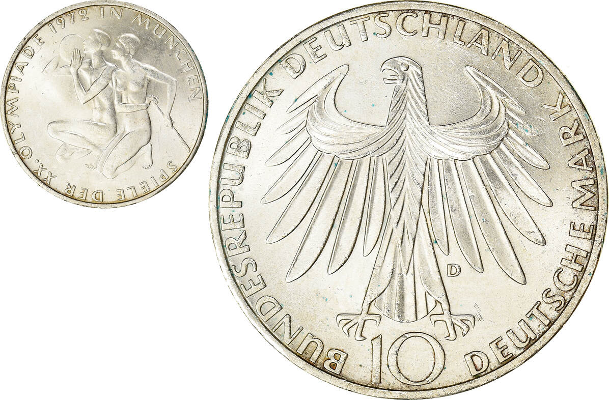 Was Ist Eine 10 Mark Münze Von 1972 Wert Bundesrepublik Deutschland 10 Mark 1972 D Münze, Munich, SS+, Silber