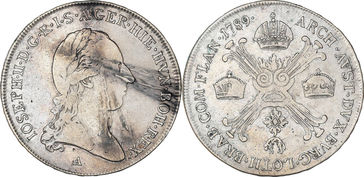 AUSTRIAN NETHERLANDS 1/2 Kronenthaler 1789 A Münze, Joseph II, Vienne ...