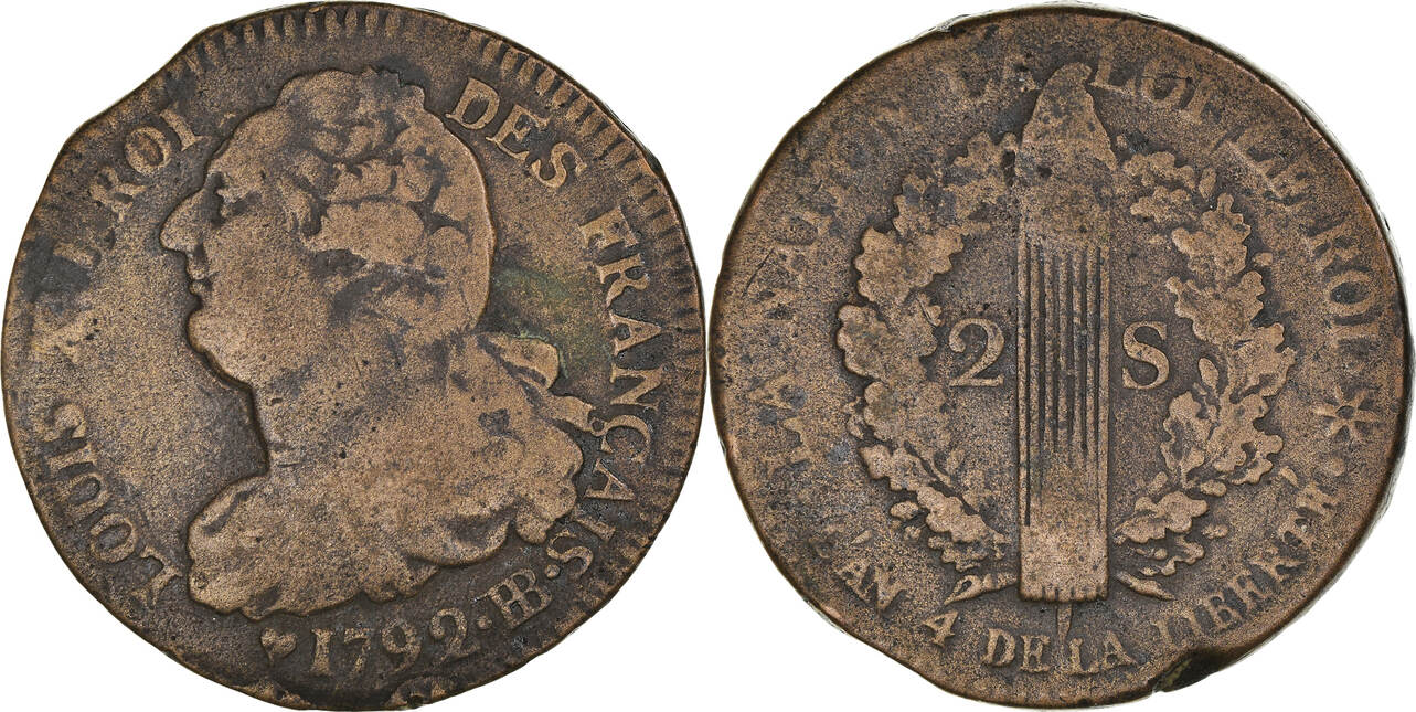 Frankreich 1792 BB M nze Louis XVI 2 Sols Fran ais Strasbourg S frankreich-1792-bb-m-nze-louis-xvi-2-sols-fran-ais-strasbourg-s