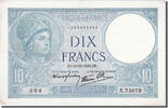 Frankreich 10 Francs Geldschein, 10 F 1916-1942 ''Minerve'', 1939-10-19 -