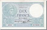 Frankreich 10 Francs 1940 Geldschein, 10 F 1916-1942 Minerve, 1940-11-07 VZ+