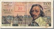 Frankreich 10 Nouveaux Francs on 1000 Francs Geldschein, 1955-1959 Overprinted -