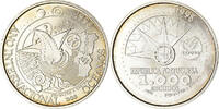 Portugal 1000 Escudos 1998 Münze, International Year of Oceans, VZ+, Silber
