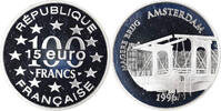Frankreich 100 Francs-15 Euro Münze, Monnaie de Paris, Magere Brug à Amsterdam, 100 Francs-15 -