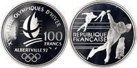Frankreich 100 Francs Münze, 1992 Olympics, Albertville, Alpine Skiing -