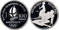 Frankreich 100 Francs Münze, 1992 Olympics, Albertville, Bobsledding -