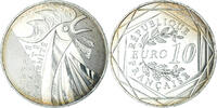 Frankreich 10 Euro Monnaie de Paris, Coq, UNZ, Silber, Gadoury:EU656 -