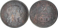 Frankreich 2 Centimes Münze, Dupuis, Paris, VZ, Bronze, KM:841 -