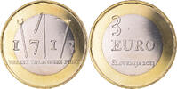 Slowenien 3 Euro 1713 VELIKI TOLMONSKI PUNT, VZ+, Bi-Metallic -
