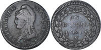 Frankreich Decime Münze, Dupré, Paris, SS, Bronze, KM:637.1 -