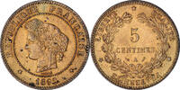 Frankreich 5 Centimes Münze, Cérès, Paris, VZ, Bronze, KM:821.1 -