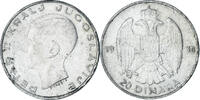 Jugoslawien 20 Dinara Münze, Petar II, VZ, Silber, KM:23 -