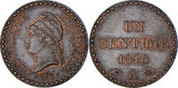Frankreich Centime Münze, Dupré, Paris, SS+, Bronze, KM:754 -