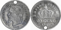 Frankreich 20 Centimes Münze, SS, Silber, Gadoury:309 -