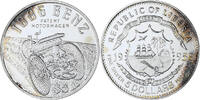 Liberia 5 Dollars Münze, VZ+, Silber, KM:562 -