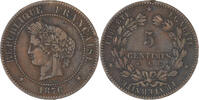 Frankreich 5 Centimes Münze, Cérès, Paris, SS+, Bronze, KM:821.1 -