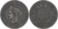 Frankreich 5 Centimes Münze, Cérès, Paris, SS+, Bronze, KM:821.1 -