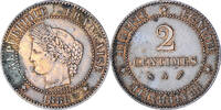 Frankreich 2 Centimes Münze, Cérès, Paris, S+, Bronze, KM:827.1 -