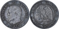 Frankreich 2 Centimes Münze, Napoleon III, Napoléon III, Strasbourg -