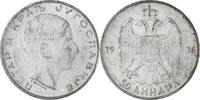 Jugoslawien 50 Dinara Münze, Petar II, SS+, Silber, KM:24 -