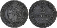 Frankreich 2 Centimes Münze, Cérès, Paris, SS, Bronze, KM:827.1 -