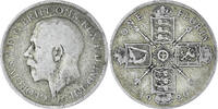 Großbritannien Florin, Two Shillings George V, S, Silber, KM:817a -