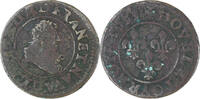 Frankreich Double Tournois Louis XIII, Lyon, S, Kupfer, Gadoury:9a -