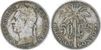 Belgisch-Kongo 50 Centimes Münze, S+, Kupfer-Nickel, KM:23 -