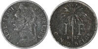 Belgisch-Kongo Franc Münze, SGE+, Kupfer-Nickel, KM:20 -