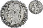 Belgisch-Kongo 50 Centimes Münze, SS, Kupfer-Nickel, KM:23 -