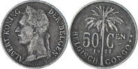 Belgisch-Kongo 50 Centimes Münze, SS, Kupfer-Nickel, KM:23 -