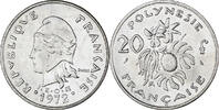 French Polynesia 20 Francs Münze, Paris, VZ, Nickel, KM:9 -