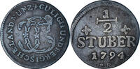 Deutsch Staaten 1/2 Stüber Münze, JULICH-BERG, Karl Theodor, SS -