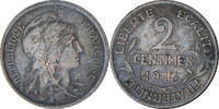 Frankreich 2 Centimes Münze, Dupuis, Paris, VZ, Bronze, KM:841 -