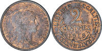 Frankreich 2 Centimes Münze, Dupuis, Paris, VZ, Bronze, KM:841 -