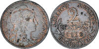 Frankreich 2 Centimes Münze, Dupuis, Paris, SS+, Bronze, KM:841 -