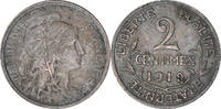 Frankreich 2 Centimes Münze, Dupuis, Paris, SS, Bronze, KM:841 -