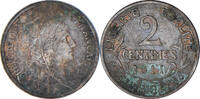 Frankreich 2 Centimes Münze, Dupuis, Paris, SS, Bronze, KM:841 -