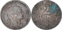 Frankreich 2 Centimes Münze, Dupuis, Paris, SS, Bronze, KM:841 -