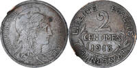 Frankreich 2 Centimes Münze, Dupuis, Paris, S, Bronze, KM:841 -