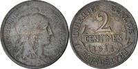 Frankreich 2 Centimes Münze, Dupuis, Paris, SS, Bronze, KM:841 -