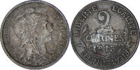 Frankreich 2 Centimes Münze, Dupuis, Paris, SS, Bronze, KM:841 -