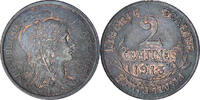 Frankreich 2 Centimes Münze, Dupuis, Paris, SS, Bronze, KM:841 -
