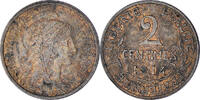 Frankreich 2 Centimes Münze, Dupuis, Paris, SS, Bronze, KM:841 -